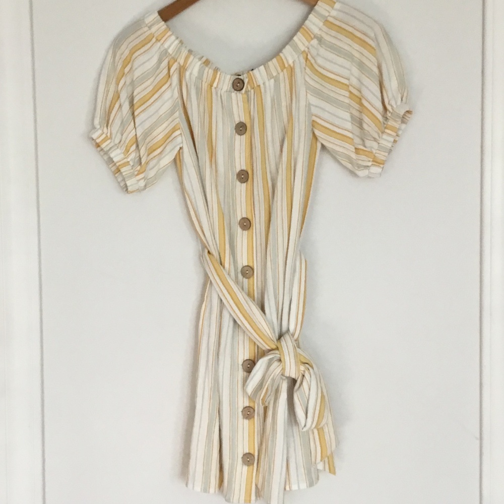 Off-the-shoulder Striped Dress